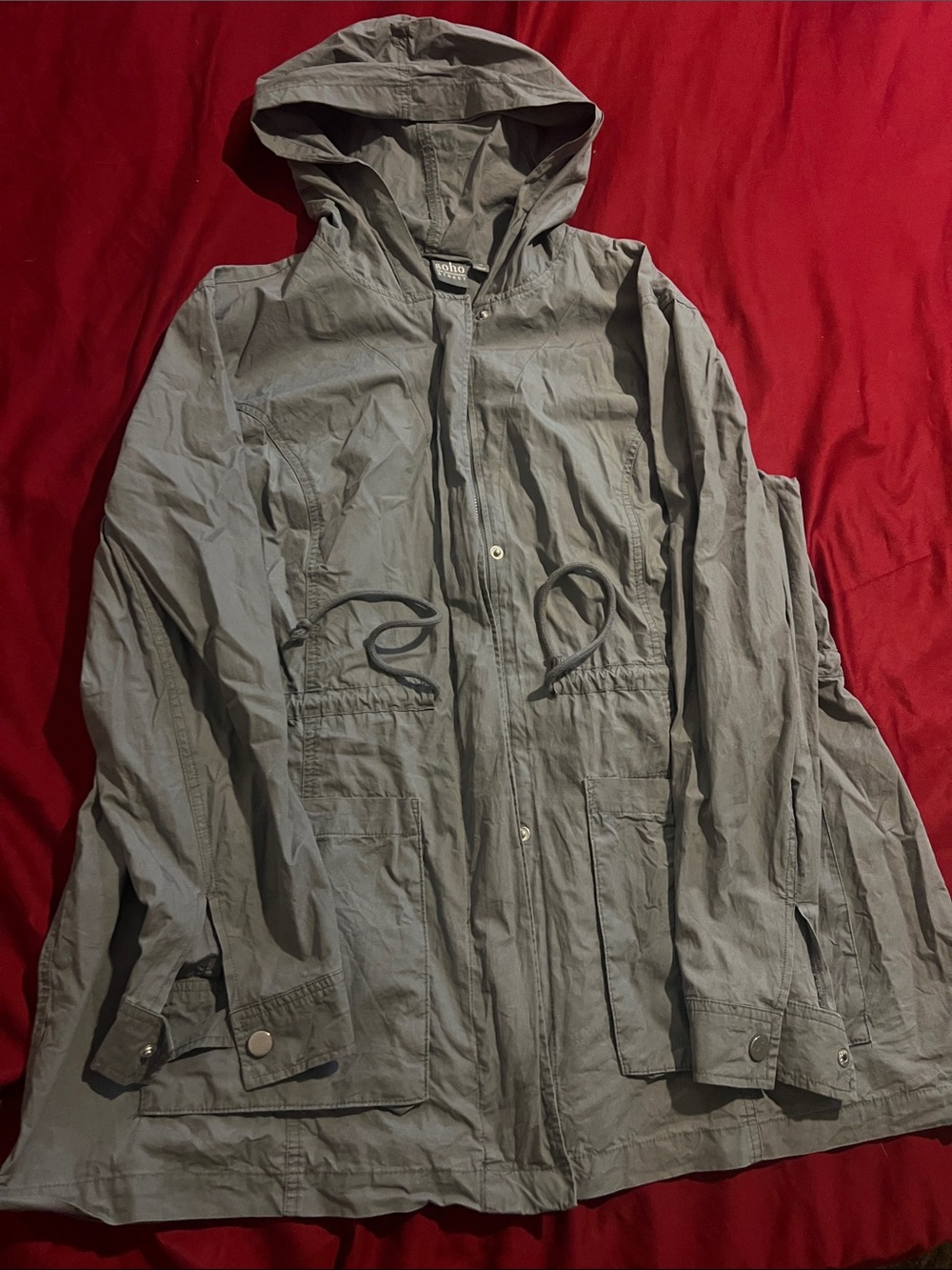 Rain jacket Lightweight Hooded drawstring SOHO NEW YORK Jacket - Gray